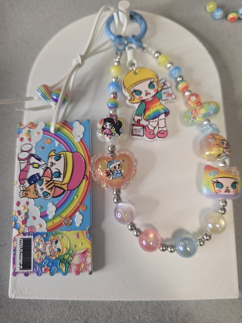Rainbow Character Bead Keychain / Bag Charm - Multi